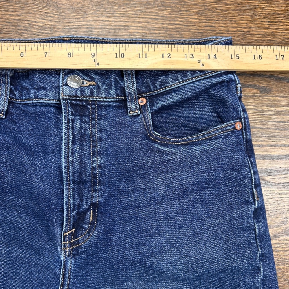 American Eagle Super High Rise Straight Jeans Womens 8 Blue Stretch Denim - Picture 6 of 12